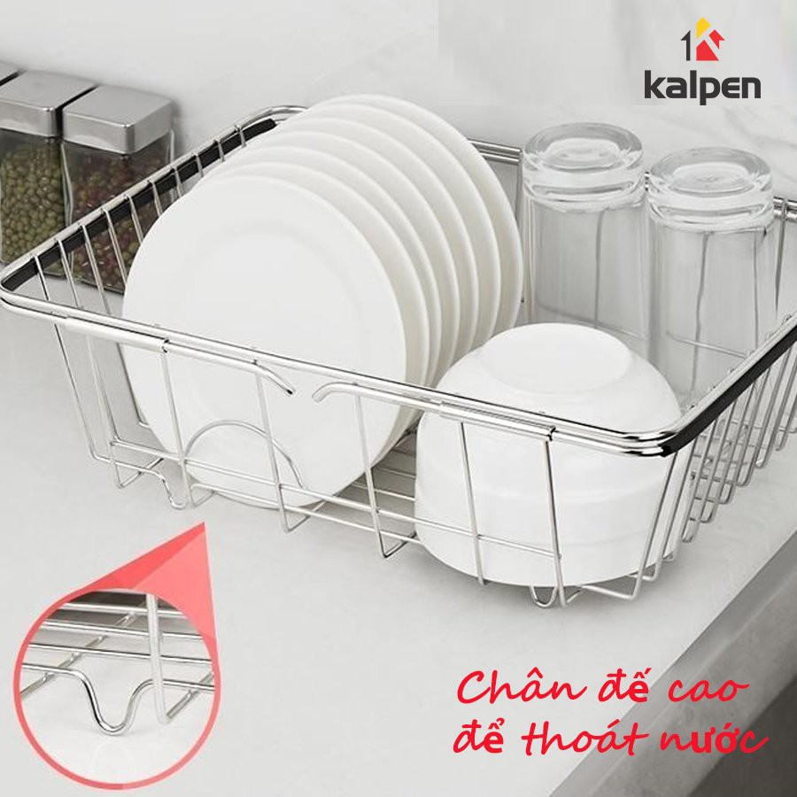 Giá inox 304 đặt ngang bồn rửa Kalpen