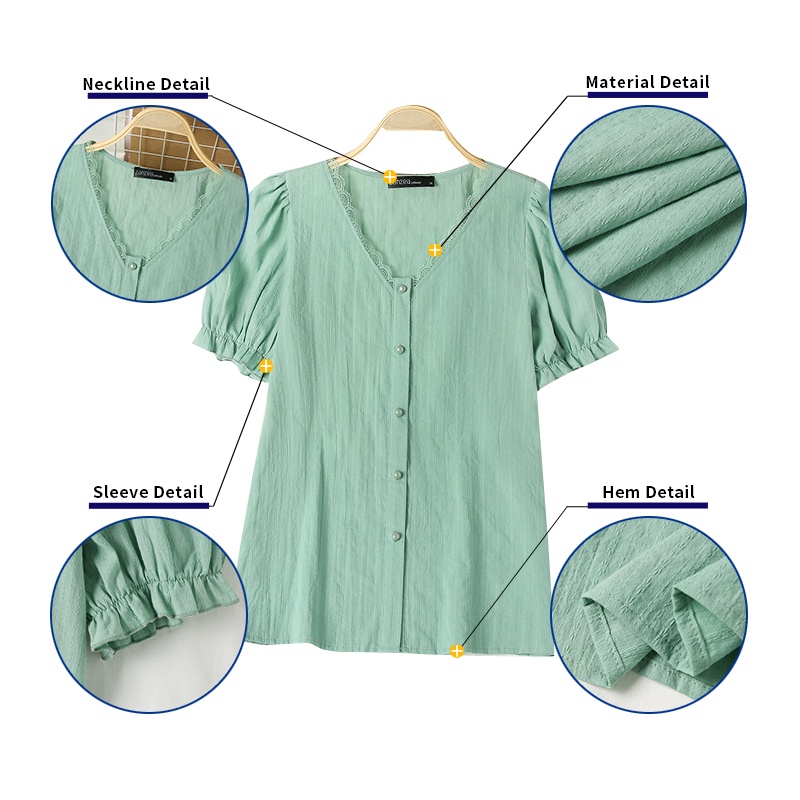 Zanzea Áo Kiểu Nữ Cổ Chữ V Tay Phồng Thời Trang Hàn Quốc