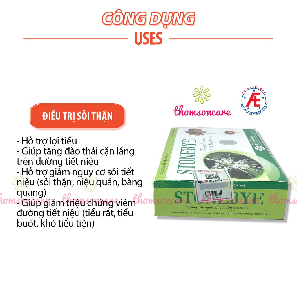 Stonebye - Mua 6 tặng 1 bằng tem tích điểm Hỗ trợ giảm sỏi thận, tiết niệu, bàng quang từ râu ngô, kim tiền thảo