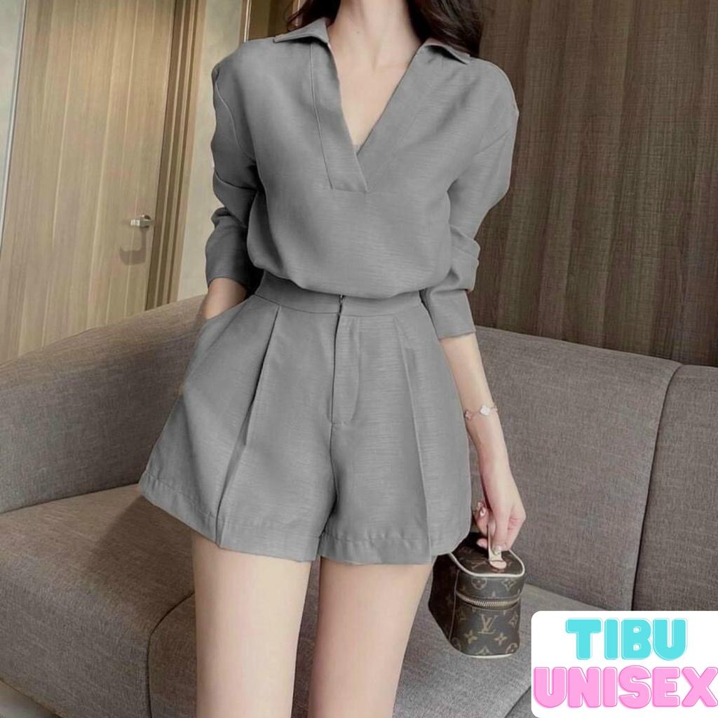 Set đồ nữ TIBU, bộ quần short đùi áo form rộng tay lỡ, sooc phông mặc ở nhà đi chơi