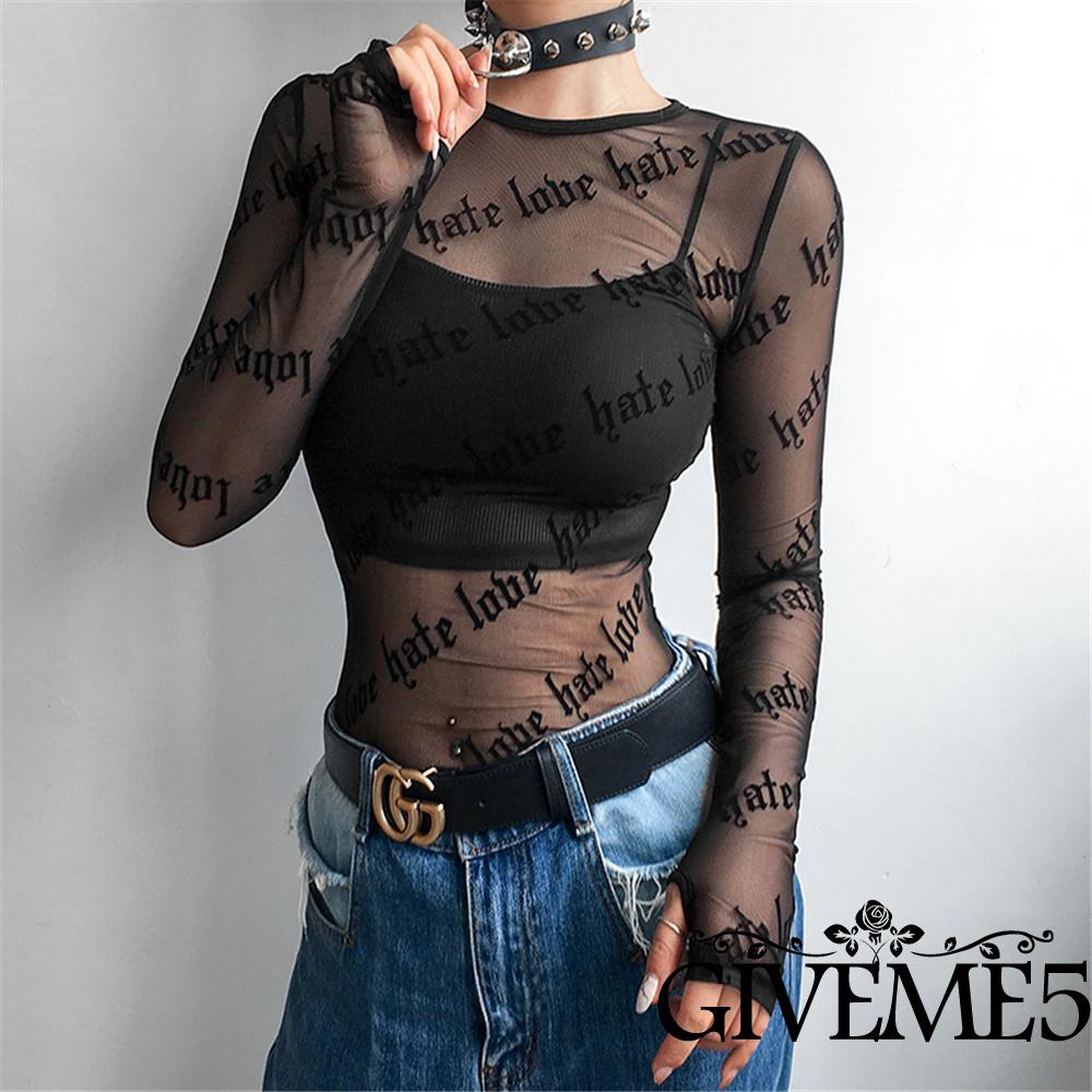 Áo Nữ Tay Dài Phối Ren Xuyên Thấu Thời Trang Quyến Rũ