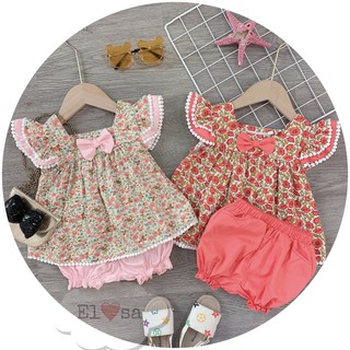 (HOT)(9-20kg) Set bé gái ren nơ cánh tiên thô đũi