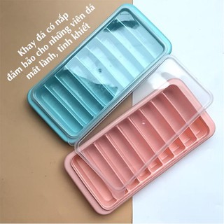 Vỉ đá, Khay đá có nắp 9 viên dài Nhựa Việt Nhật , khuôn thạch rau câu, kẹo dẻo cute