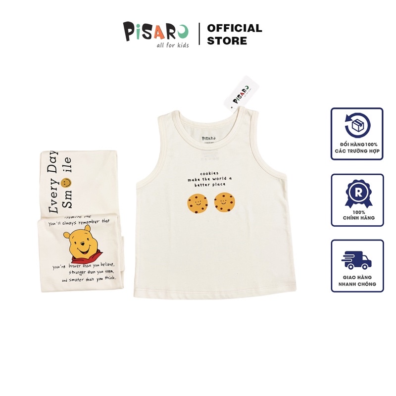 Áo ba lỗ trẻ em Pisaro cotton cho bé trai bé gái mềm mịn thấm hút