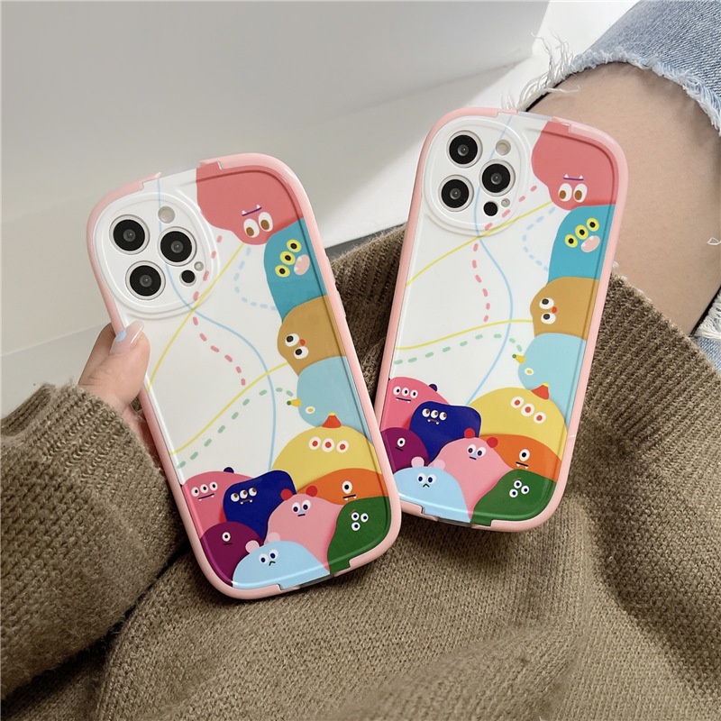 Ốp Điện Thoại Dẻo Họa Tiết Hoạt Hình Quái Vật Nhiều Màu Kèm Giá Đỡ Cho iPhone13Pro/12Pro/11 Pro/7/8plus X/XS XR XSMAX