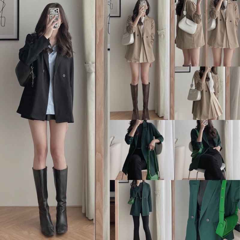 Áo blazer Tông PHÁP lạ mắt form áo siêu to Áo blazer Dày dặn dáng rộng