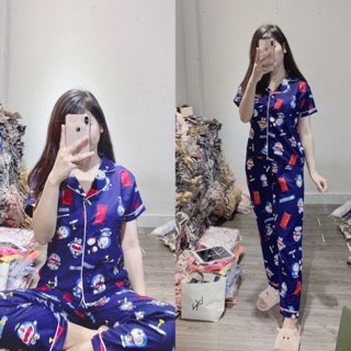 Đồ bộ pijama kate mặc nhà tay ngắn quần dài