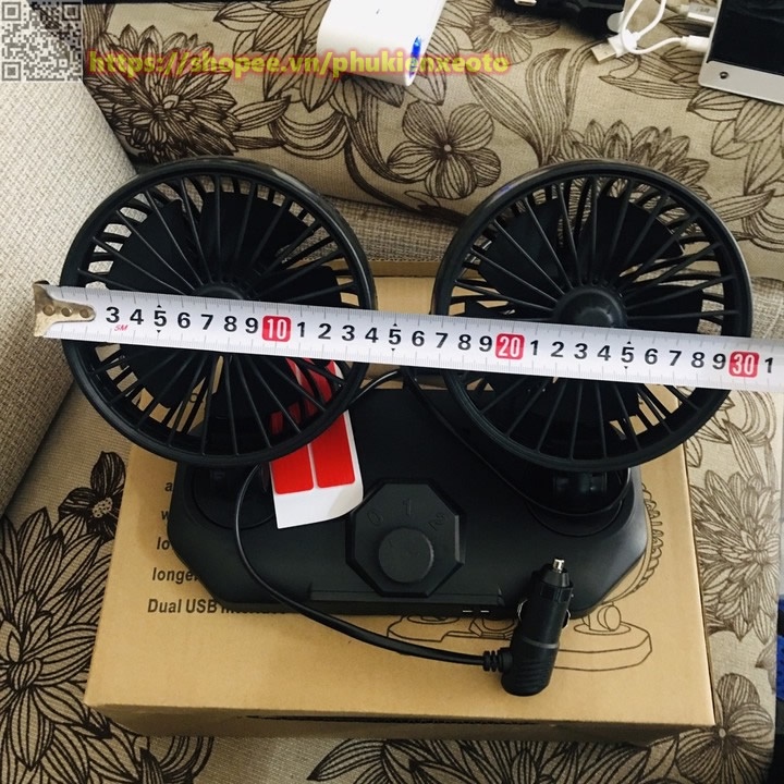 Quạt Ô Tô 12V Xoay 360 Độ Thông Gió Làm Mát Xe Hơi