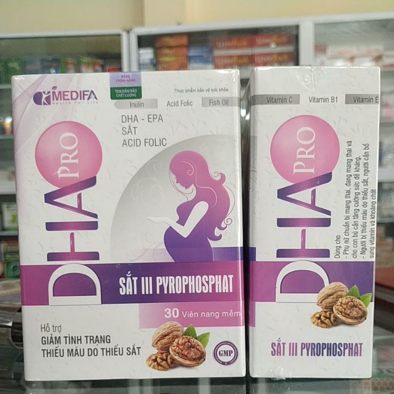 Combo2hộp Bổ bà bầu DHA IQ Pro sắt không táo bón bổ sung vitamin sắt tăng sức đề kháng cho mẹ và bé