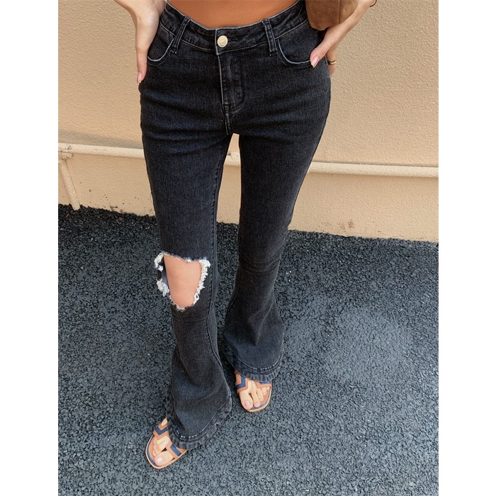 DUNEA Quần Jean Nữ Lưng Cao Kiểu Dáng Vintage Thời Trang