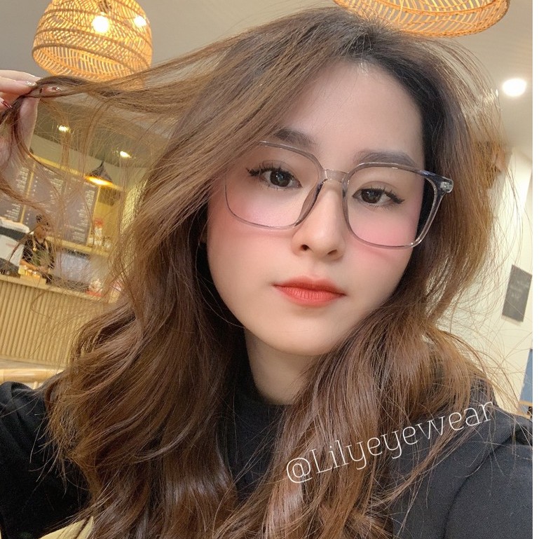 Gọng kính mắt nam nữ Lilyeyewear nhựa dẻo mắt vuông to đeo đi đường chống bụi 217