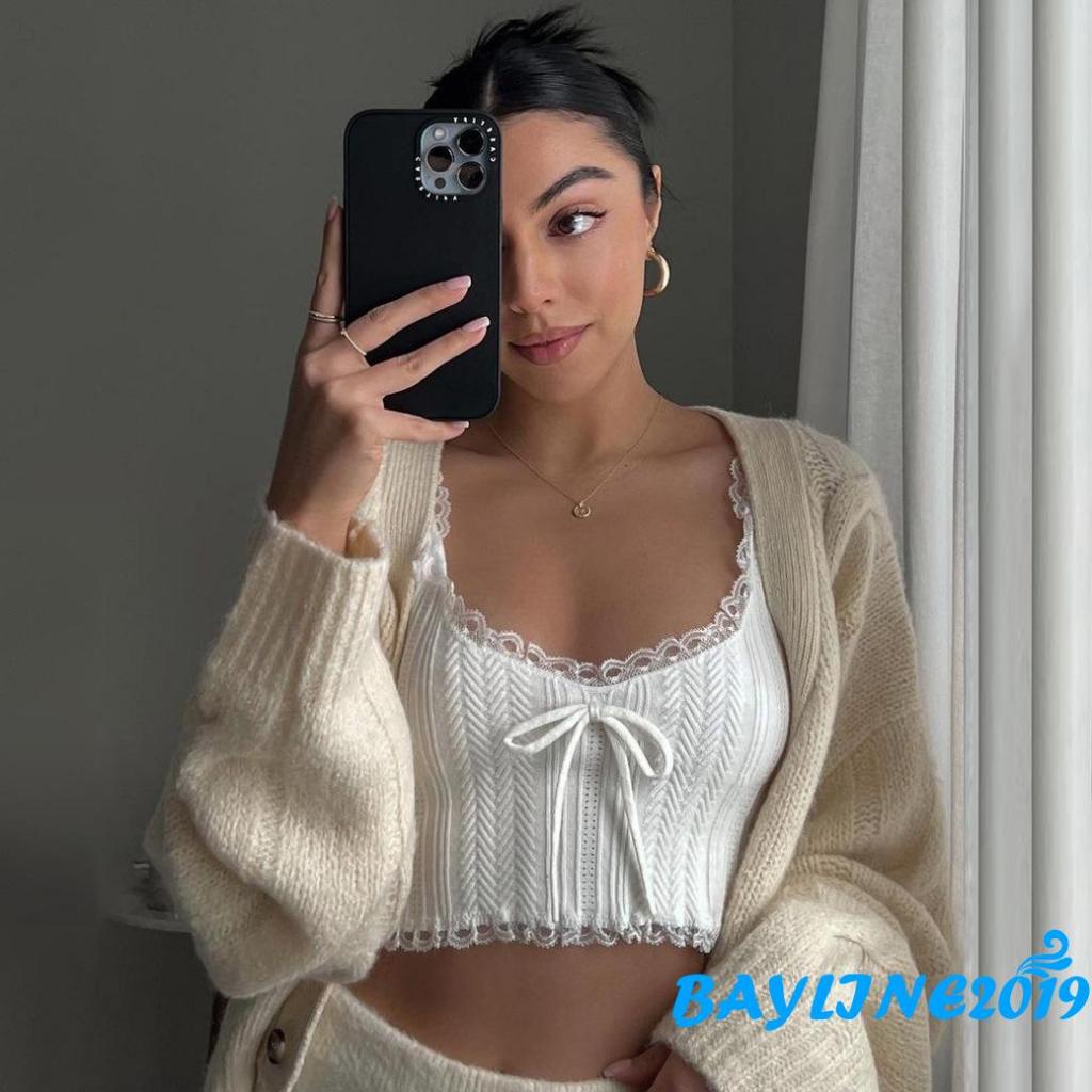 Áo Hai Dây Mùa Hè Mini Cổ Chữ U Không Tay Hở Lưng Có Dây Rút Cho Nữ