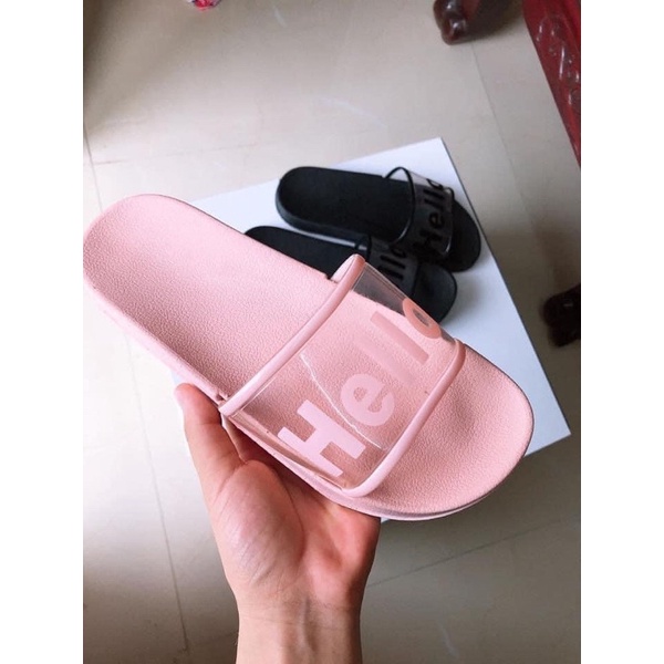 Dép hello 2 màu đen hồng dành cho nữ