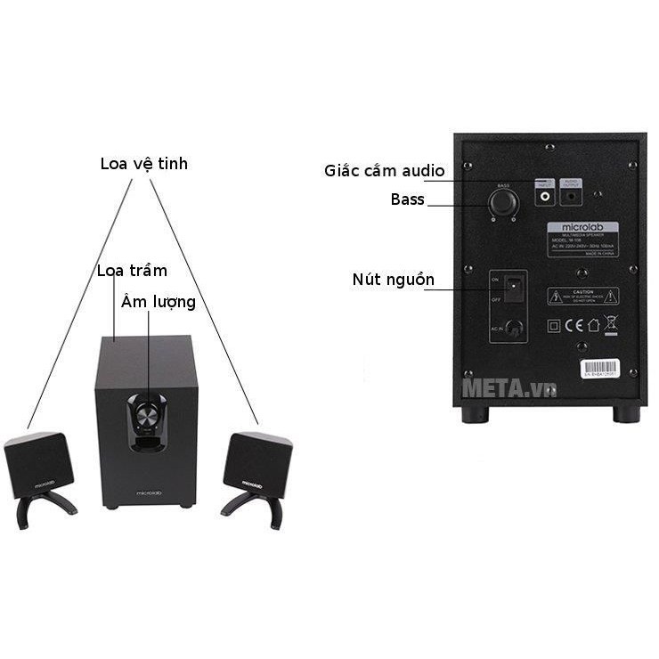 [Mã ELHACE giảm 4% đơn 300K] Loa vi tính 2.1 Microlab M108 chính hãng - BH 1 năm - Hưng Long PC