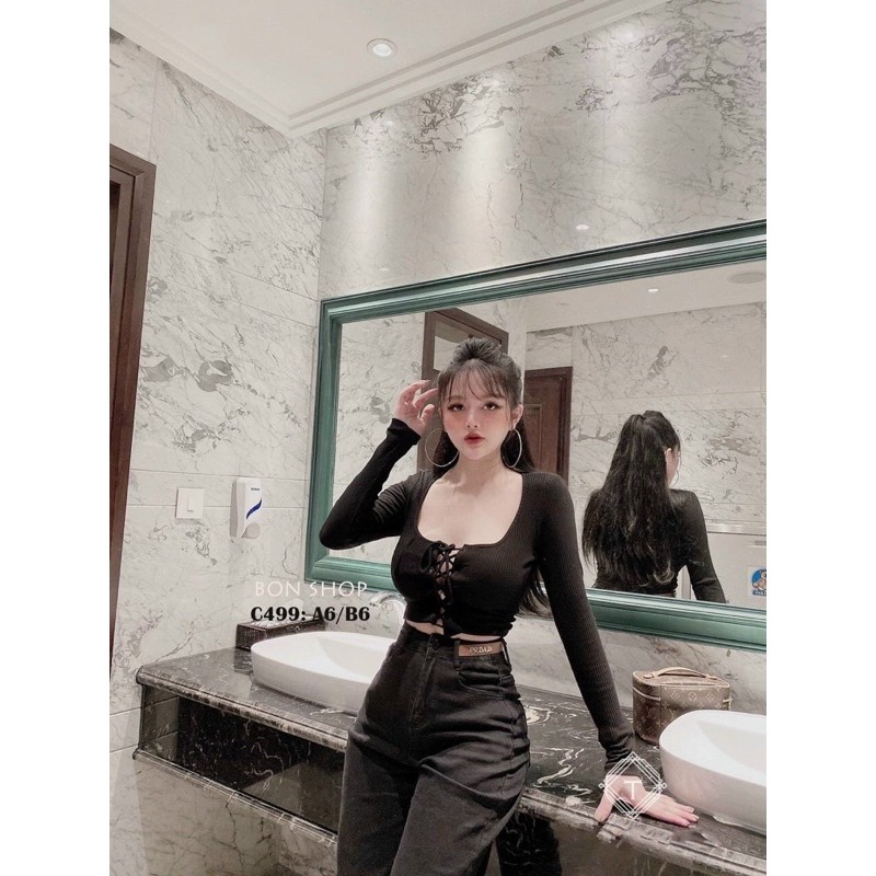 Áo body len tăm đan dây tôn dáng