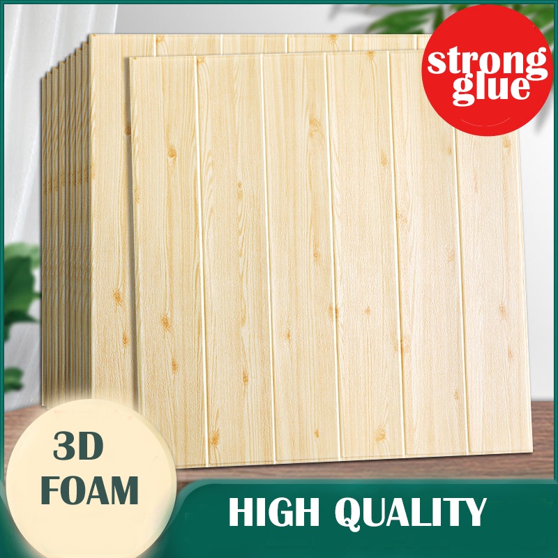 Miếng Xốp Mềm Dán Tường / Trần Nhà Họa Tiết Vân Gỗ 3D Chống Thấm Nước Trang Trí Nhà Cửa