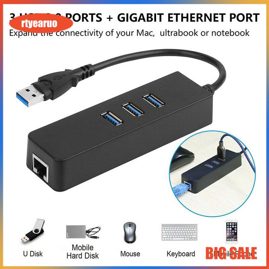 Thiết bị điều hợp 3 cổng mạng USB 3.0 Ethernet LAN RJ45 1000Mbps