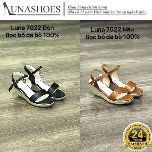 Xăng đan đế xuồng da bò thật mềm LUNASHOES 6007 bảo hành 2 năm giày trung niên nữ cho mẹ êm chân