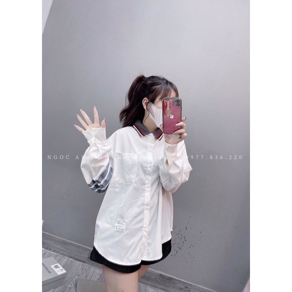 Áo Sơ Mi Dài Tay 4 Vạch Tay Màu Trắng, Áo Sơ Mi Form Rộng Unisex | BigBuy360 - bigbuy360.vn