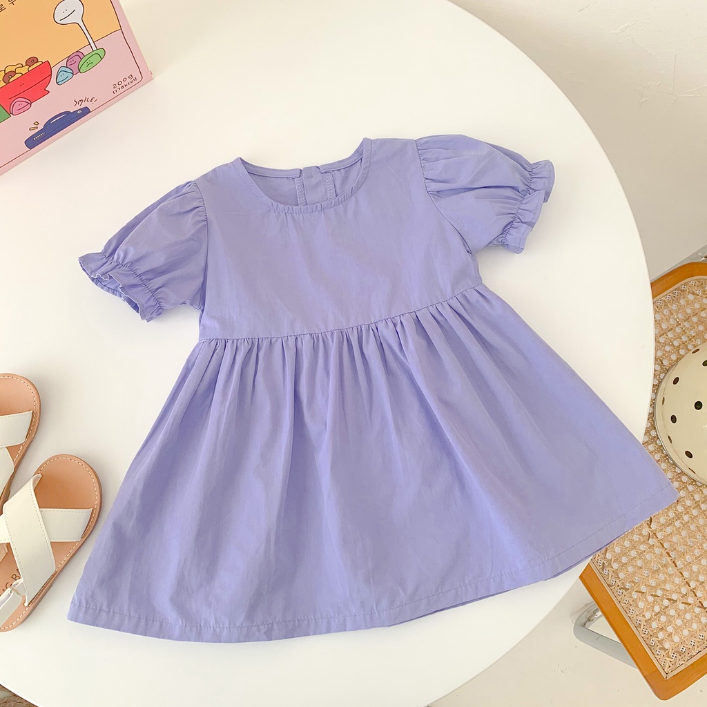 Đầm Tay Ngắn Phối Ren Màu Tím + 1 Đầm Trắng Thời Trang Mùa Hè Xinh Xắn Cho Bé Gái