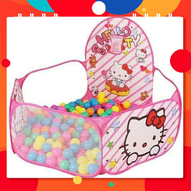 Quây Bóng Rổ Hello Kitty, Doremon, Hươu Cao Cổ + Tặng Kèm 100 Bóng Nhựa