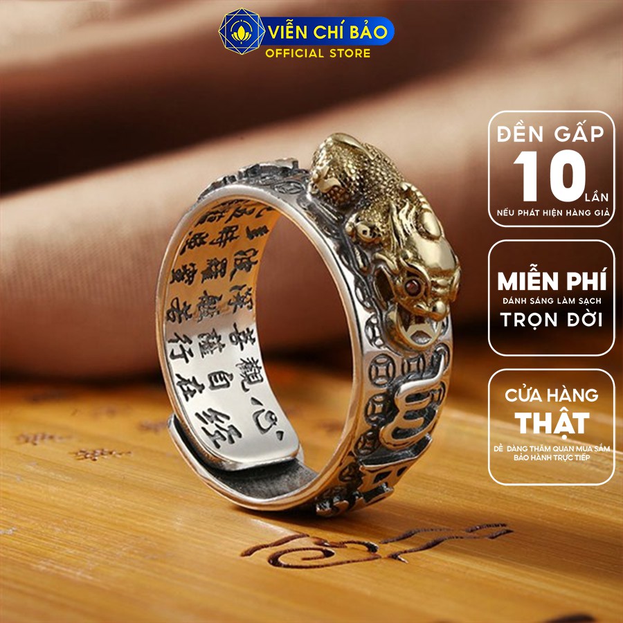 Nhẫn bạc nam họa tiết tỳ hưu thiên lộc lục tự đại minh chất liệu bạc Thái S925 thương hiệu Viễn Chí Bảo N101203