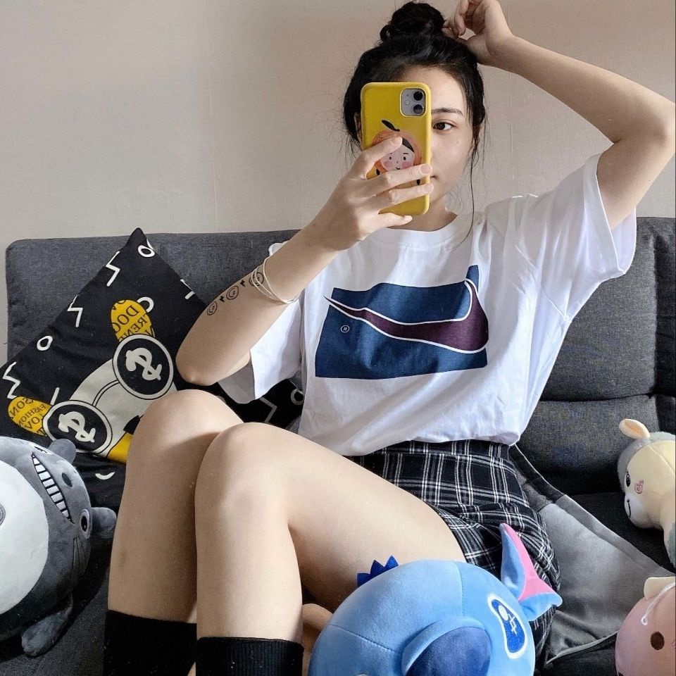 Nk Áo Thun Thể Thao Cotton Nguyên Chất Cổ Tròn In Chữ Phong Cách Mới Mùa Hè Cho Cặp Đôi