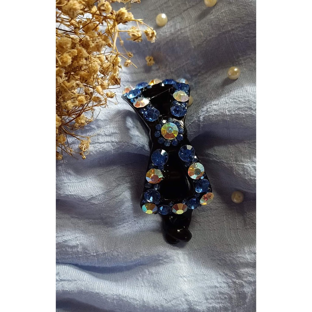 KẸP TÓC NGANG HÌNH NƠ SỐ 8 ĐÍNH ĐÁ MÀU CHO BẠN GÁI SIÊU CUTE