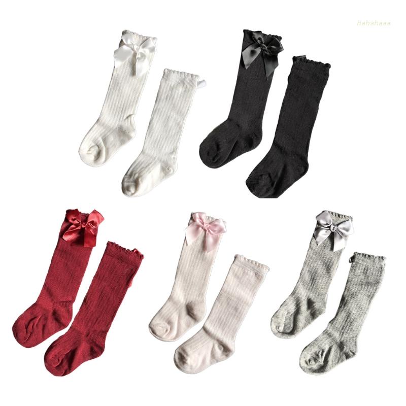 Haha Vớ Dài Đến Đầu Gối Mềm Đính Nơ Xinh Xắn Thoải Mái Dành Cho Bé Gái Sơ Sinh Size S/ M