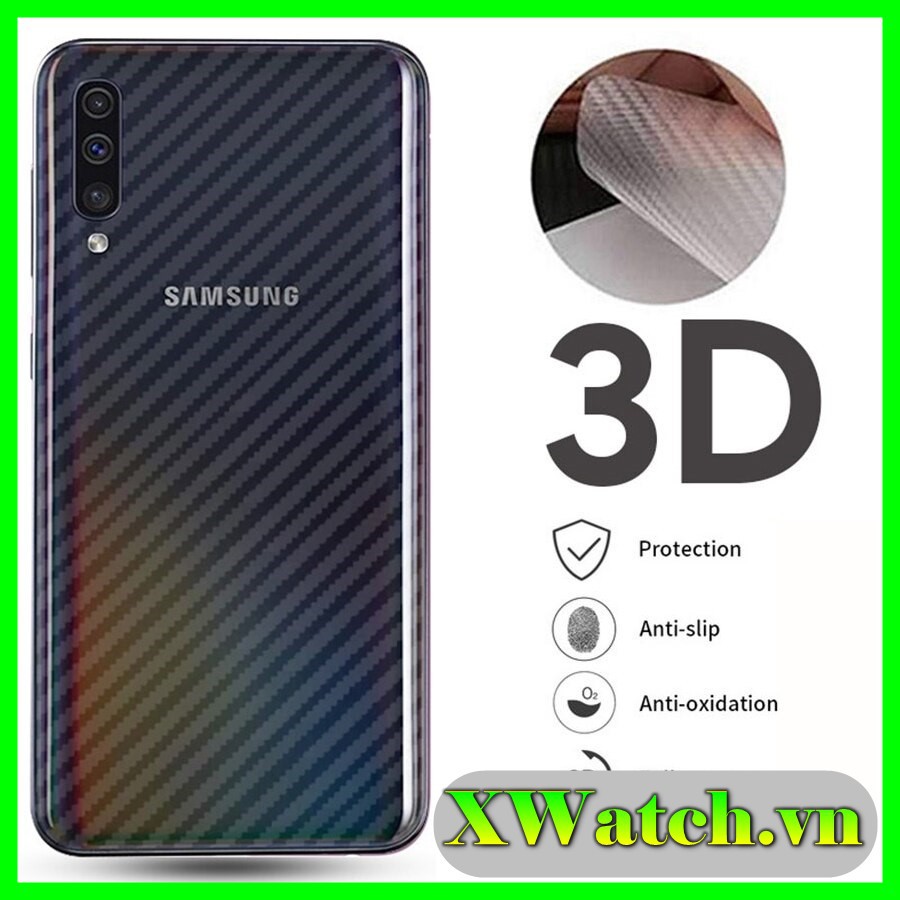 Dán Carbon mặt lưng cho Samsung Galaxy S21 FE A03 A22 A32 4G A72 A52 A10 A20 A30 A40 A50 M10 Note 8/ M30/ Note 9