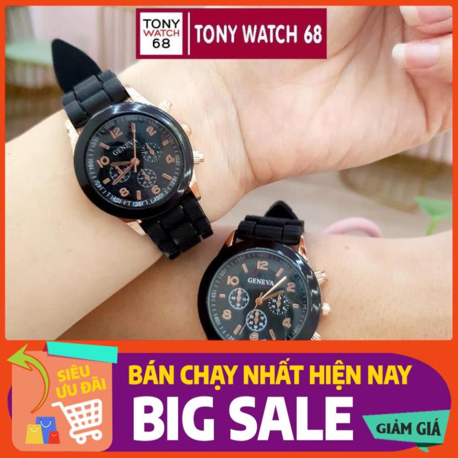Đồng hồ cặp đôi nam nữ Geneva dây cao su mặt kính cong độc đáo chính hãng Tony Watch 68