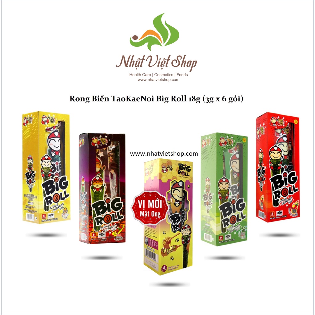 Combo 3 Hộp Rong Biển TaoKaeNoi Big Roll Vị Truyền Thống 18g (3g x 6 gói)