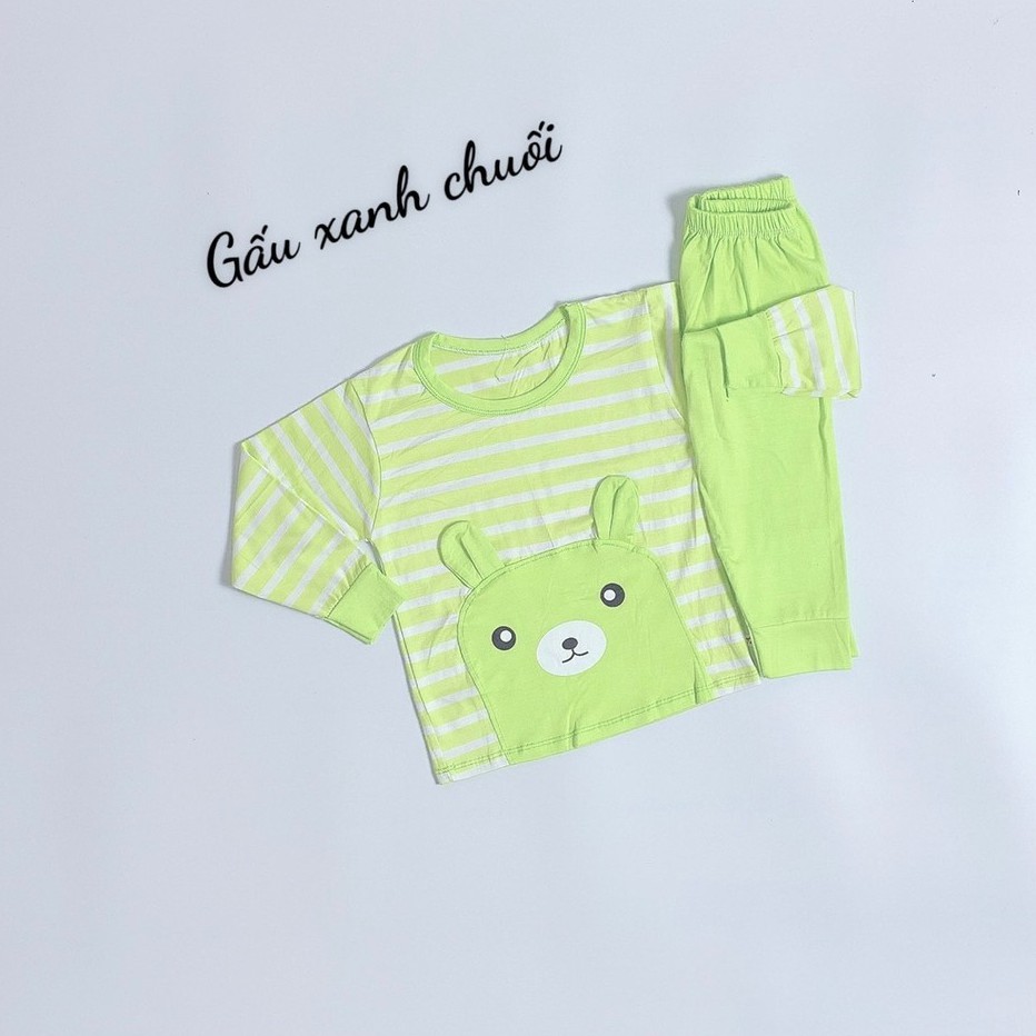 Bộ Thun Lạnh Loại 1, Bộ Dài Tay Quần Dài Họa Tiết Gấu Cho bé Trai và Bé Gái Siêu CuTe Siêu Mát