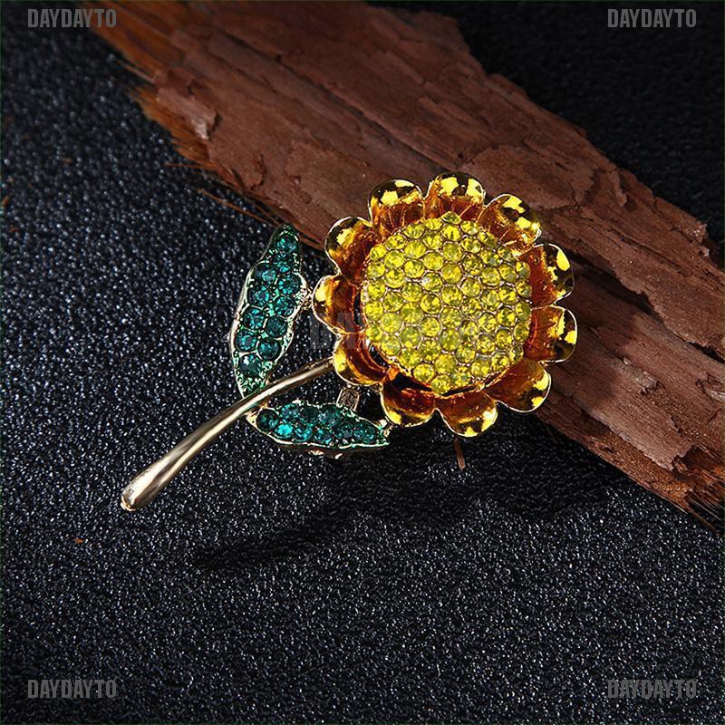 Ghim Cài Áo Hình Hoa Hướng Dương Đính Pha Lê Thời Trang
