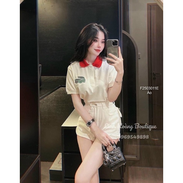 Áo thun cá sấu cổ phối màu đỏ