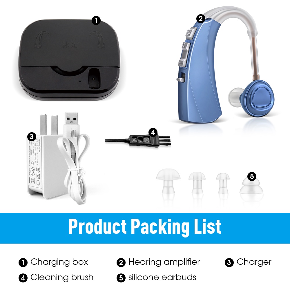 Britzgo Máy Trợ Thính Chất lượng âm thanh tốt Giảm nhiễu điếc USB Phí Cho Người Già Bộ khuếch đại nghe giảm nhiễu điếc VHP-1220 xanh