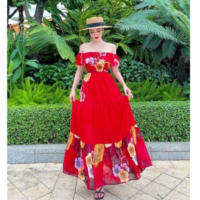 Đầm maxi hoa to