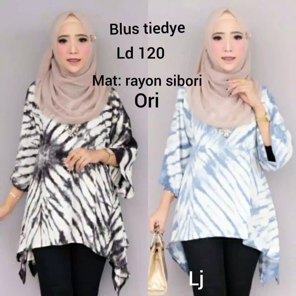 Shibori Áo cánh dơi nhuộm màu xanh dương/đen đẹp mắt dùng làm quà tặng Rayon