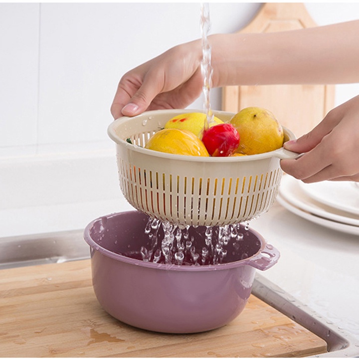 Bộ rổ giá lỗ và chậu thau 2in1 nhựa PP an toàn sức khỏe