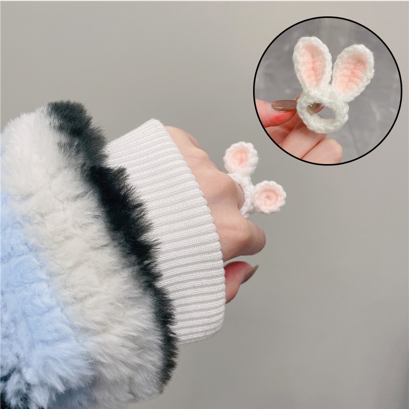 Nhẫn Đan Len Hình Tai Thỏ/Gấu Hoạt Hình Đáng Yêu Cho Trẻ Em