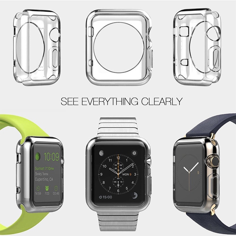 Ốp TPU trong suốt siêu mỏng cho Apple Watch Series 7 SE 6 5 4 3 2 1 41mm 45mm 38mm 40mm 42mm 44mm