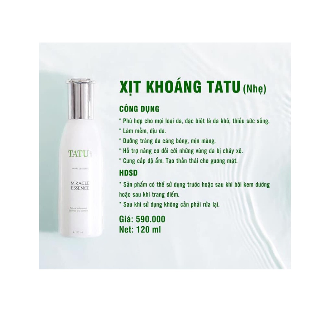 Xịt Khoáng cấp ẩm nâng cơ TATU MIRACLE ESSENCE 120ml