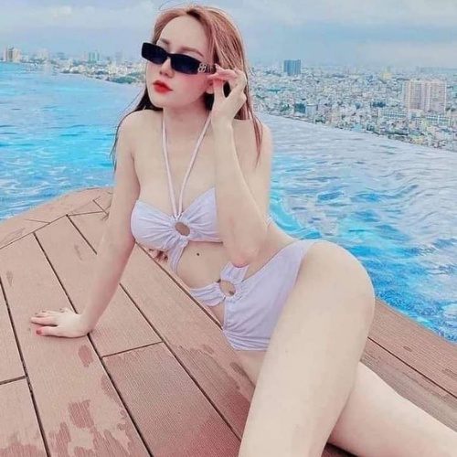 Đồ bơi bikini nữ 2 mảnh màu trắng, đen phối khoen cá tính KONKUN MS37