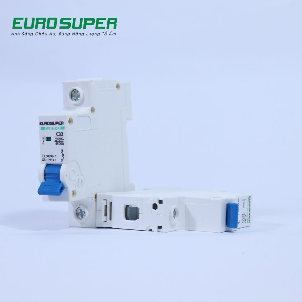 Aptomat Đơn EUROSUPER Dòng Cắt 4.5KA Tự Động Ngắt Điện, Chống Dò, Quá Tải Cho Các Thiết Bị Điện 16A - 63A