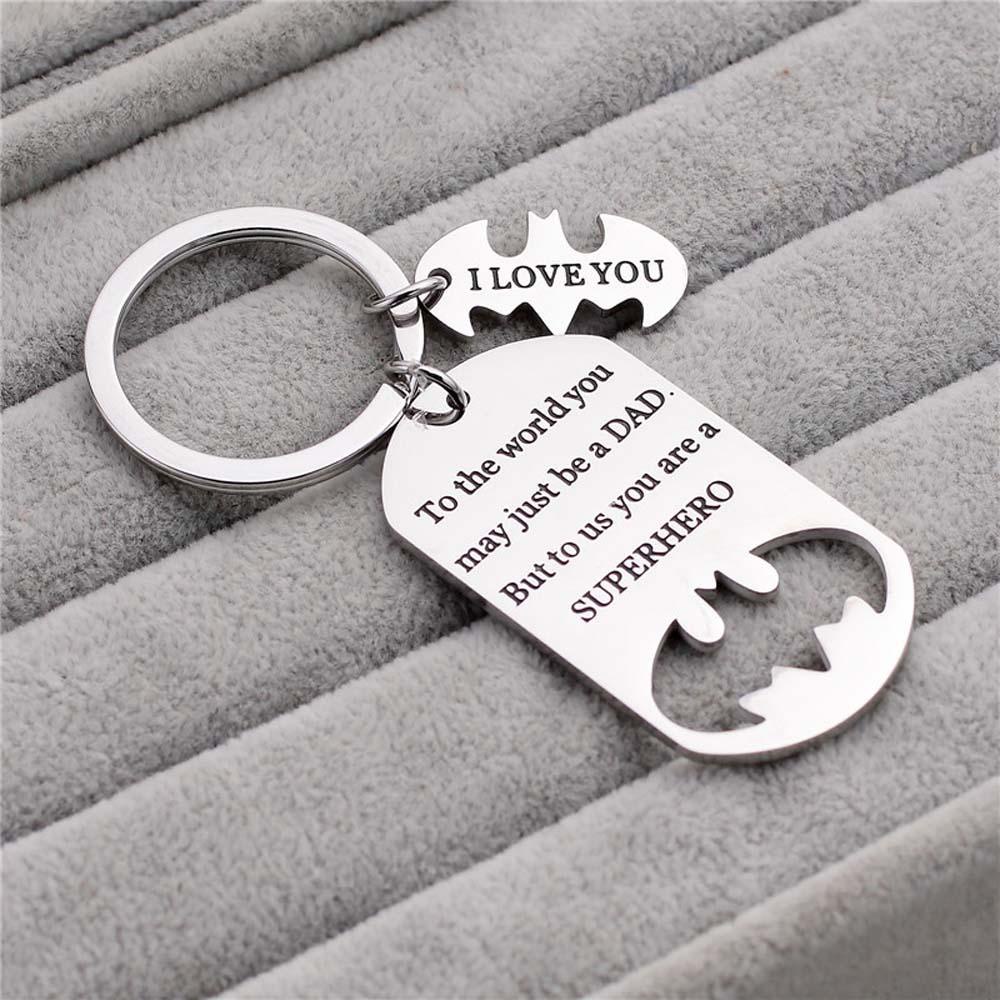 LANFY Móc Khóa Khắc Chữ Love You Màu Đen / Bạc Tinh Tế Làm Quà Tặng Ngày Của Cha