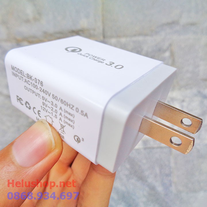 Củ sạc nhanh Quick Charge 3.0 nhỏ gọn 4 cổng USB cho điện thoại,máy tính bảng