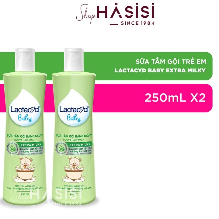 Sữa Tắm Gội Trẻ Em LACTACYD - Baby Body & Hair Wash Extra Milky 250ml