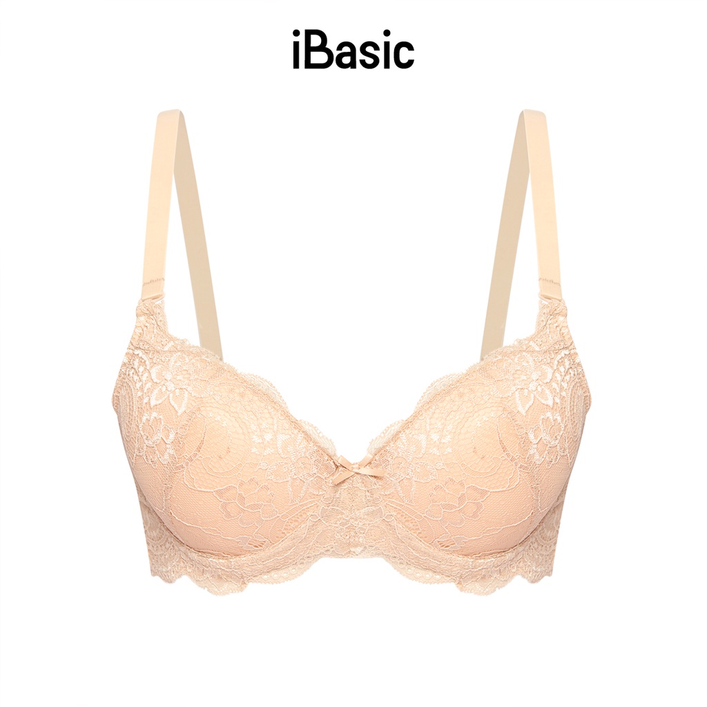 [MUA 2 GIẢM 30% - MUA 3 GIẢM 40%] Áo ngực có gọng mút dày bản lưng to full ren iBasic BRAW121