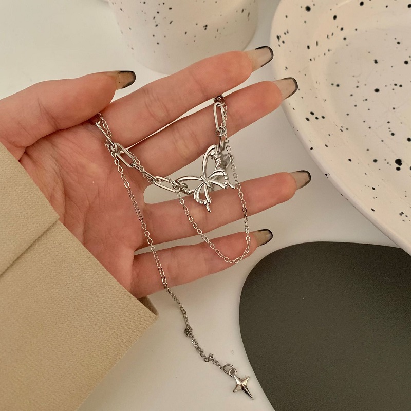 Dây Chuyền Sợi Xích Dài Mặt Hình Bướm Phong Cách Harajuku 19998