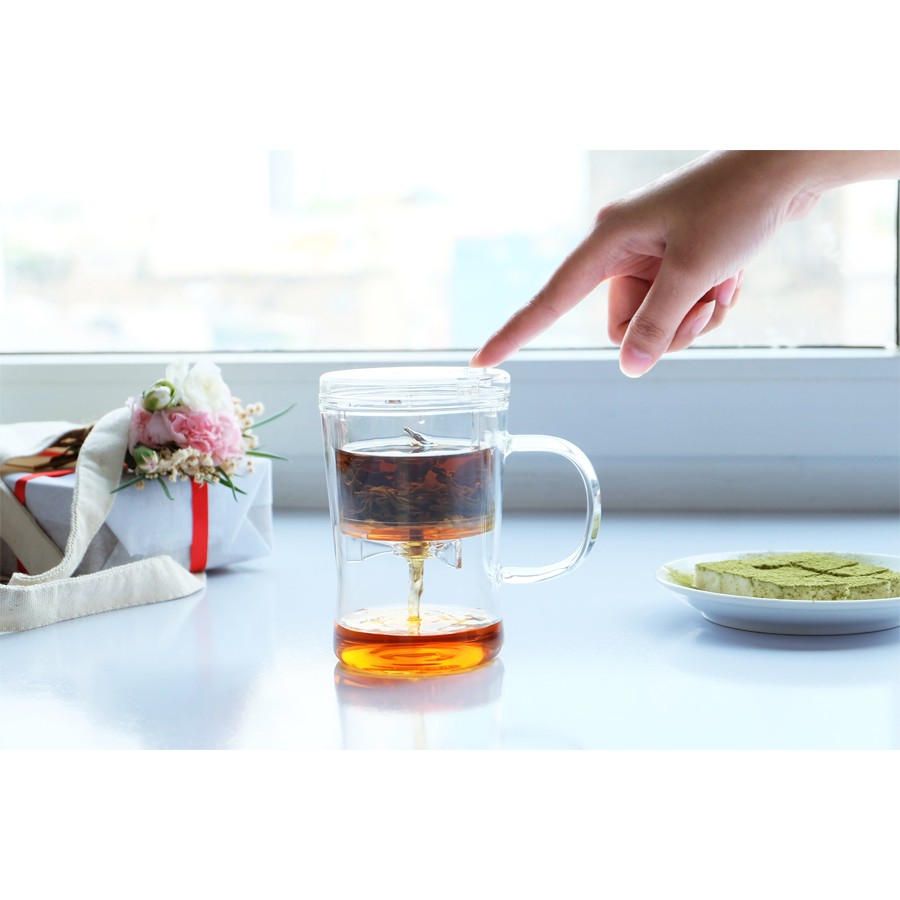 Cốc trà thủy tinh chịu nhiệt S007 400ml / S003 - 370ml - Ly lọc trà thủy tinh chịu nóng lạnh Samahome Shop